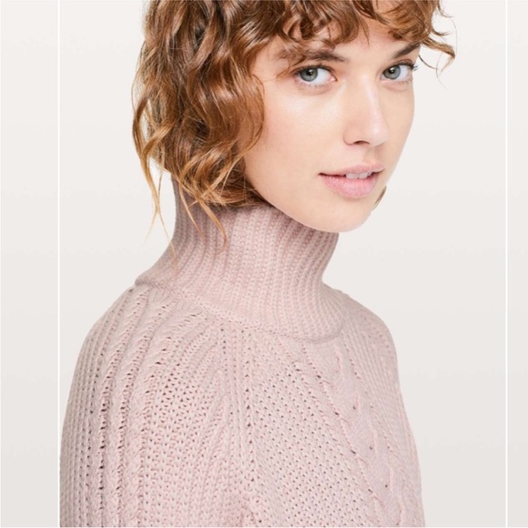 Lululemon Turtleneck Bring The Cozy Misty Pink, Size 6 Mock Neck Cotton - Picture 2 of 10